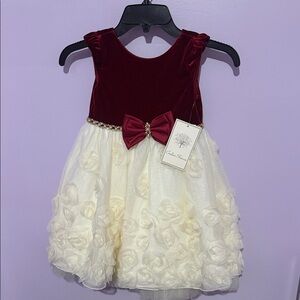 Charming Velvet and Floral Kids Dress